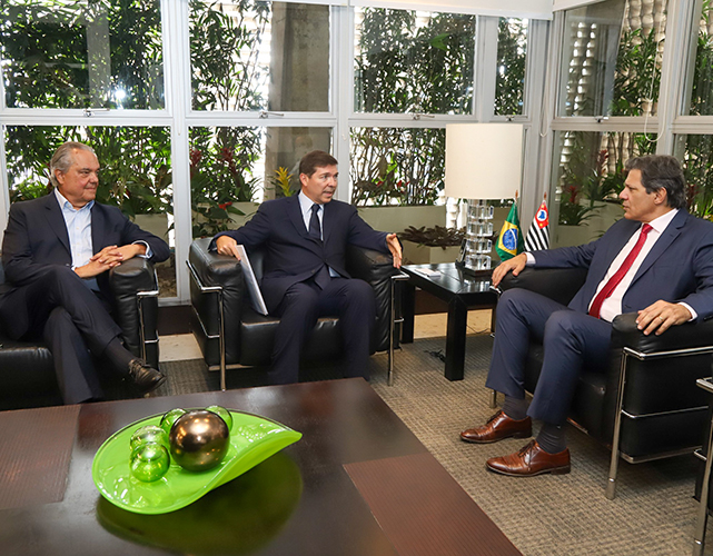 Eduardo Eugenio, Josué Gomes e Fernando Haddad em encontro na Fiesp