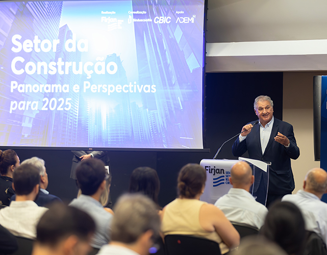 Marcelo Kaiuca, vice-presidente da Firjan e presidente do Induscimento, na abertura do evento