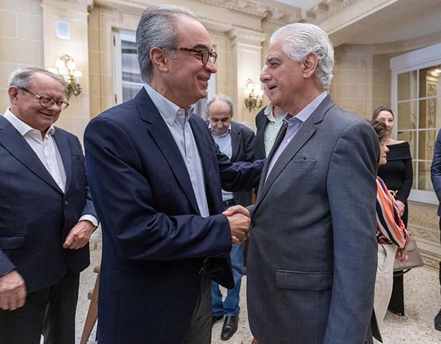 João Roberto Marinho e Luiz Césio Caetano, na Casa Firjan