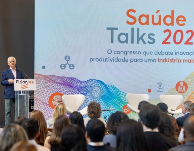 Luiz Césio Caetano, presidente da Firjan, na abertura do evento.