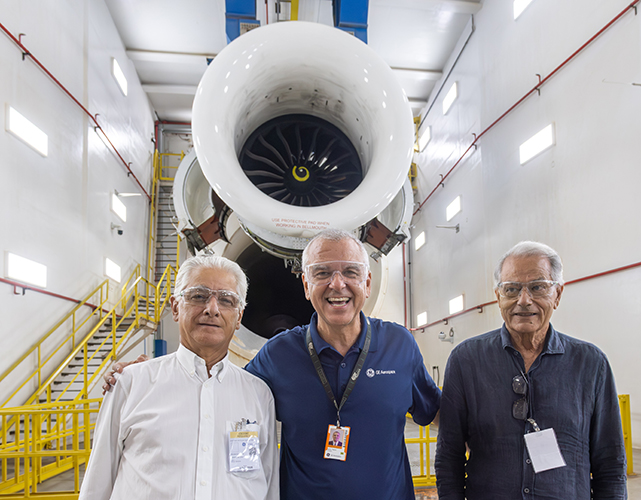 Presidente da Firjan, Luiz Césio Caetano e o vice-presidente regional da federação do Centro-Sul, Waldir dos Santos Junior foram recebidos pelo diretor-presidente da GE Aerospace, Julio Talon, em Três Rios